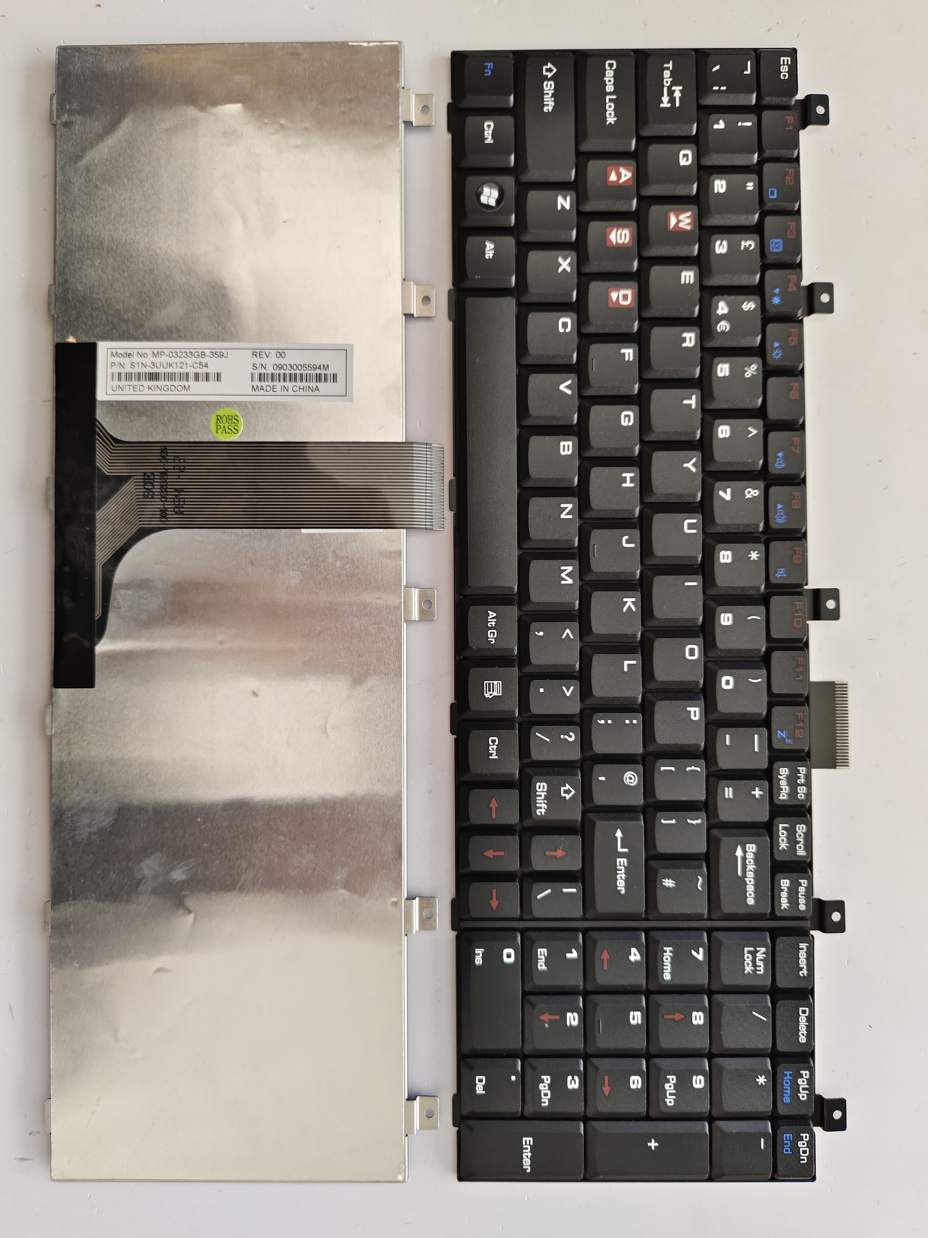 Picture of New Replacement Laptop Keyboard For MSI CR600/E500 small carriage return BLACK UK Layout